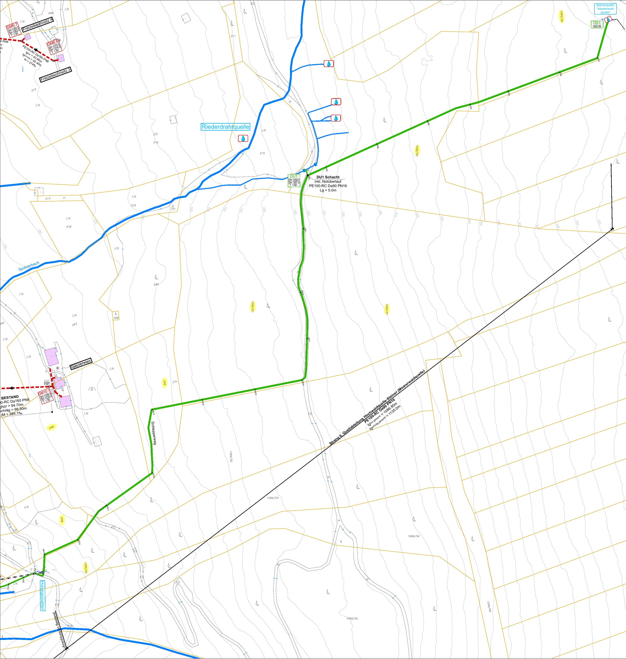 Lageplan Strang 6, Quellableitung Moarwaldquelle
